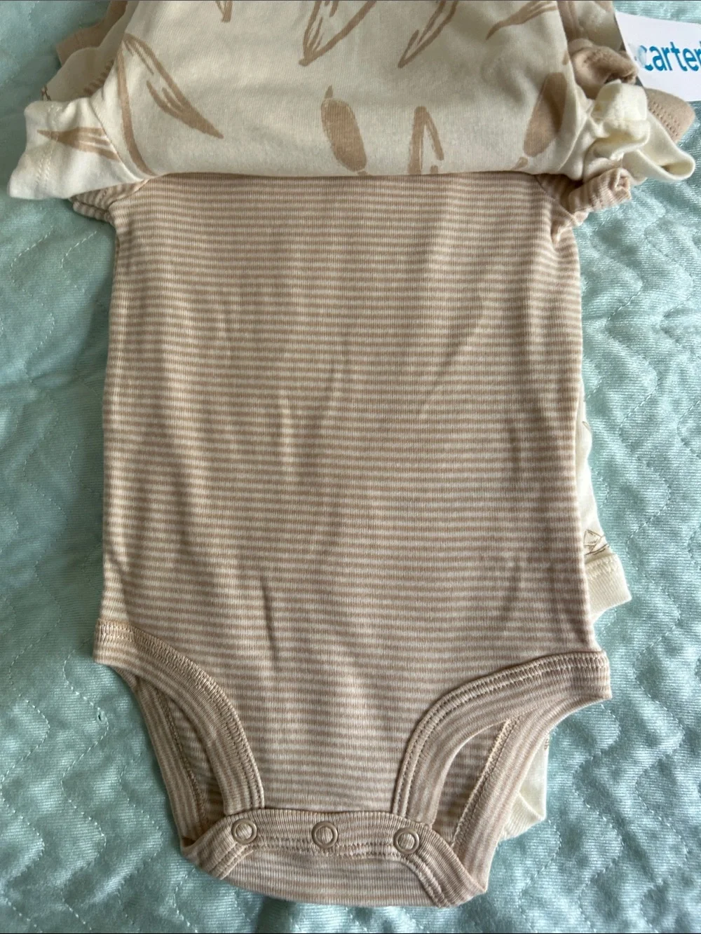 Neutral Beige Kids One-Piece Bodysuit with Goose Print
